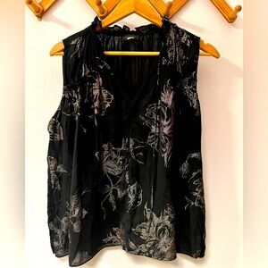 Black & Gold see through sleevless blouse